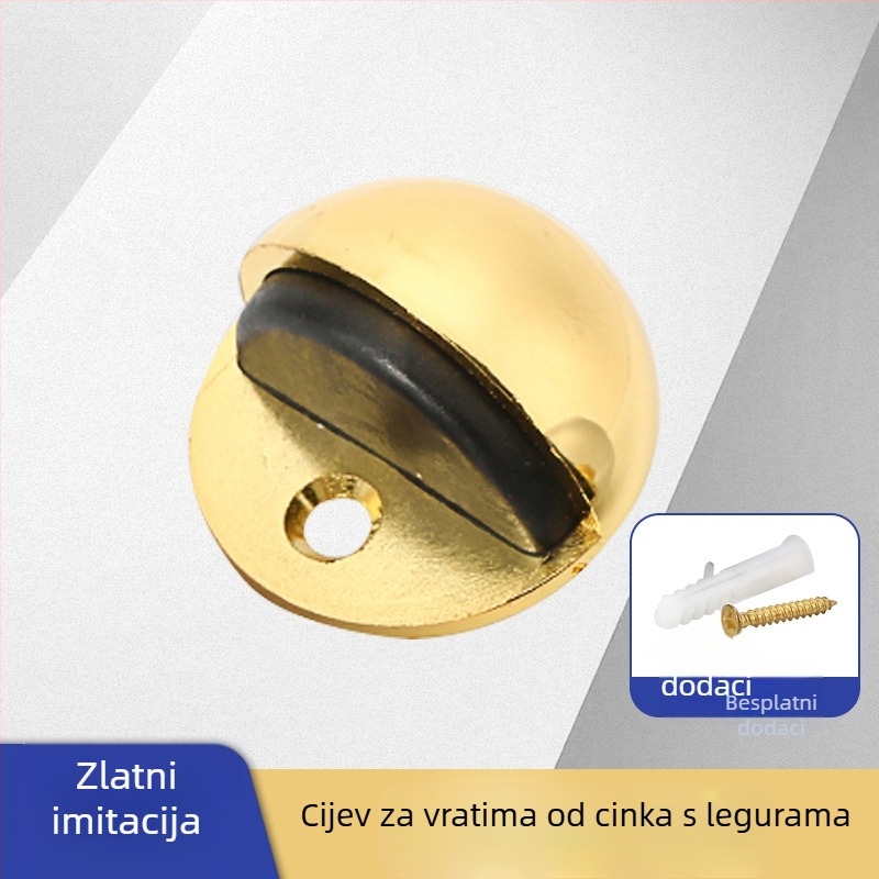 Zinkova aluminijska vrata stopper, tih rad, otpor udara, debeľija verzija za kupaonicu, polukružni oblik s vrhom školjkastog izgleda, podna ugradnja, elektroplatirani završni sloj