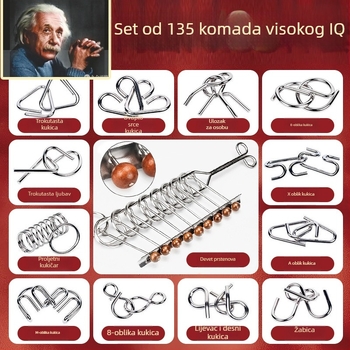Kongming/Luban devetlanični puzzle set za razvoj logičkog razmišljanja – metalna konstrukcija, uzrast 7–14 godina.