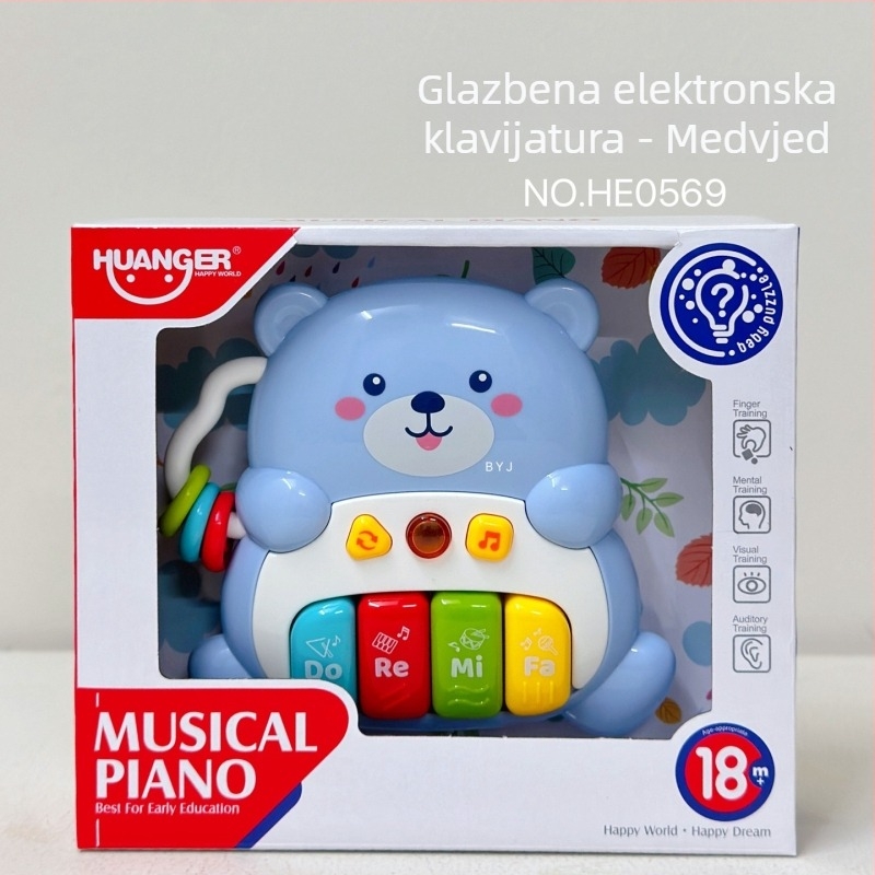 Elektronička tipkovnica-igračka za djecu do 3 godine, zvuk i svjetlo, edukativna i interaktivna, plastična konstrukcija