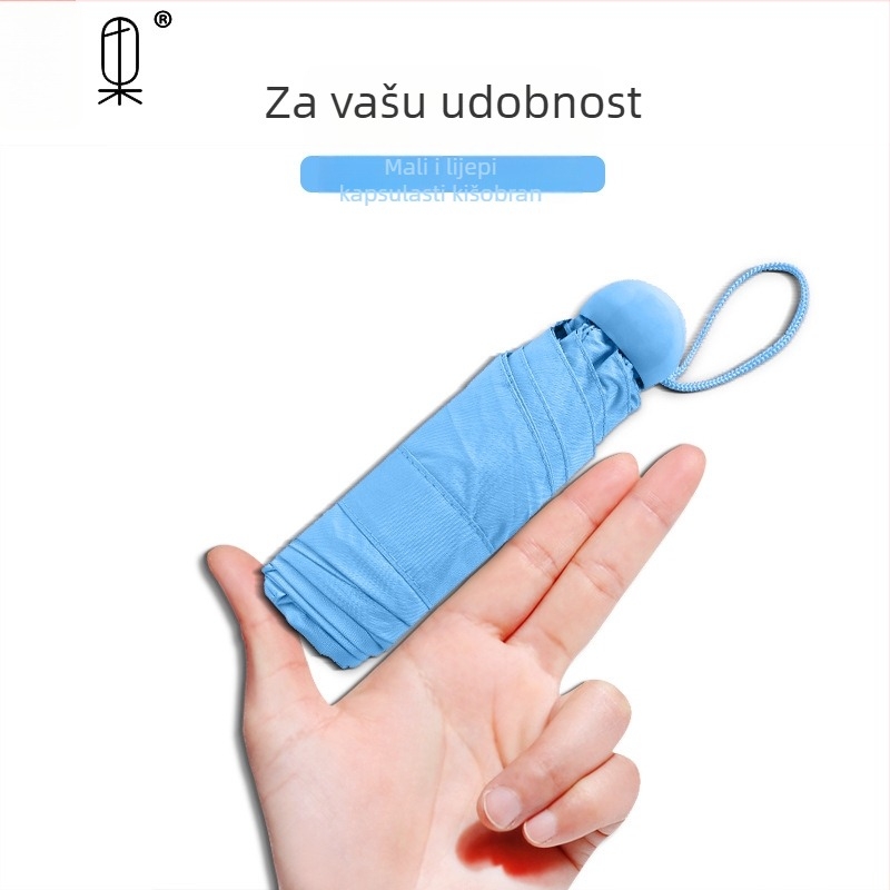 Kišobran s pet segmenata, UV zaštita UPF 40+, šest rebara, štap od stakloplastike, ručno otvaranje