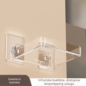 Zidni akrilni višenamjenski stalak za kamere, usmjerivače i set-top boxove s unutarnjim/ vanjskim monitorom — jednostavan moderni stil, pogodno za kuhinju, spavaću sobu, kupaonicu i dnevni boravak