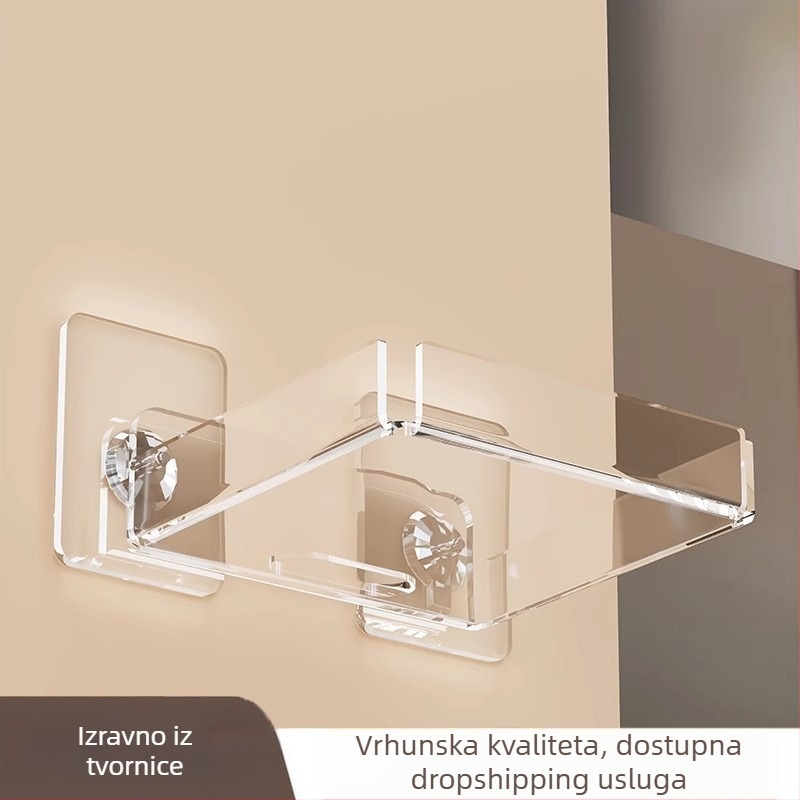 Zidni akrilni višenamjenski stalak za kamere, usmjerivače i set-top boxove s unutarnjim/ vanjskim monitorom — jednostavan moderni stil, pogodno za kuhinju, spavaću sobu, kupaonicu i dnevni boravak