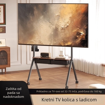 Mobilni TV kolica s ladicom i prostorom za pohranu — hladno valjana čelična konstrukcija, model Ml5b, 13 kg, kompatibilno sa Smart TV