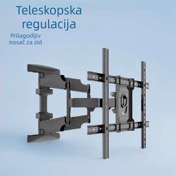 Stalak za zidni TV s lijevo-desnom rotacijom, teleskopsko proširenje 450 mm, metalna konstrukcija, nosivost 15 kg