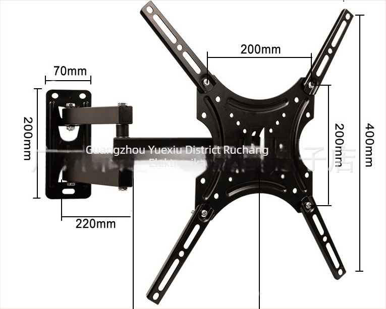 Zidni držač za televizor - univerzalni, teleskopska rotacija, mehaničko upravljanje, željezna konstrukcija, nosivost preko 15 kg