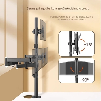 Rotirajući stalak za četiri monitora, model ml6843, materijal: hladno valjani čelik, kompatibilan s monitorima, težina 5–8 kg