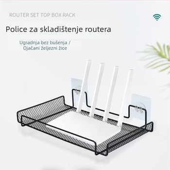 Zidni WIFI rega za pohranu bez bušenja, od karbonskog čelika, jednokatna polica za TV kutiju i usmjerivač