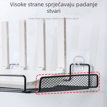 Zidni WIFI rega za pohranu bez bušenja, od karbonskog čelika, jednokatna polica za TV kutiju i usmjerivač