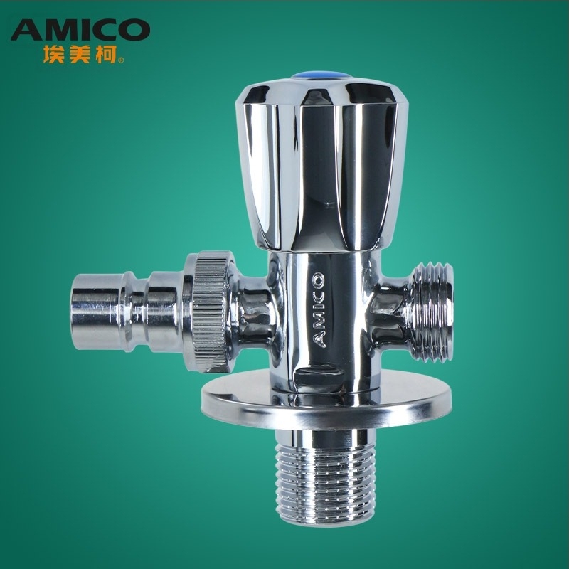 Amico bakreni troputni kutni ventil, 1 ulaz, 2 izlaza, ručni pogon, kutnog tipa, model JF661