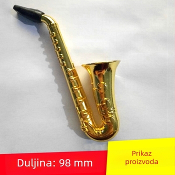 Metalna lula u obliku saksofona, prijenosna, dvostruke namjene, pribor za pušenje
