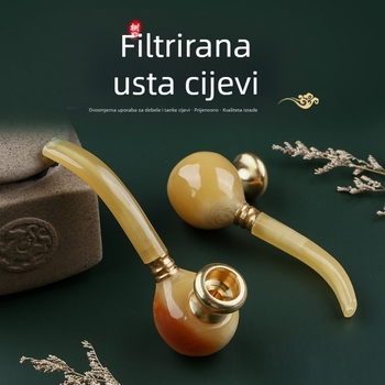 Fajka od smole s usnikom od imitacije roga, odvojiva prilagodljiva darovna fajka, stil Novo kineski stil, ispis logotipa dostupan