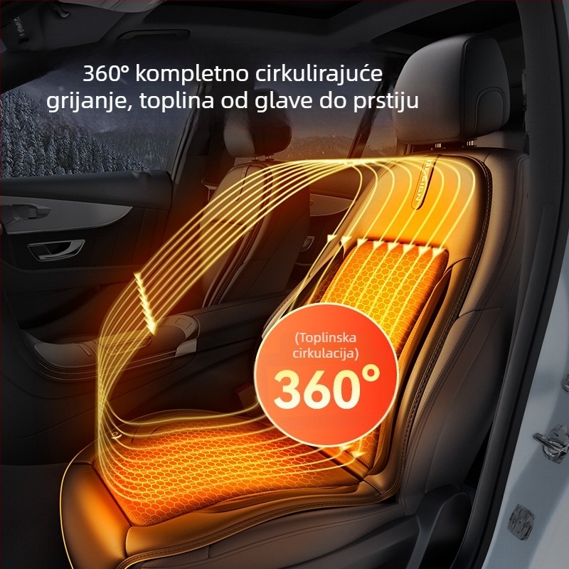Auto grijana jastučnica za sjedalo s grafeno-karbonskim grijanjem, pametni prekidač za automatsko pokretanje-zaustavljanje (Oblik: ledeni jastuk; Punilo: svileno vlakno; Površina: mikrovlakasta koža; Zima)