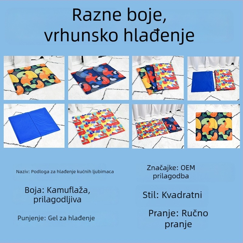 Prijenosna hlađena podloga za kućne ljubimce s otisnutim uzorkom za mačke i pse — protiv žvakanja