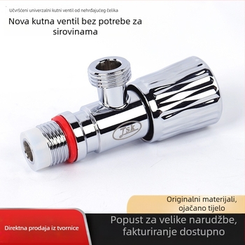 Nehrđajući čelični kutni ventil, zidna montaža, kućna upotreba, radni tlak atmosferičan, moderni minimalistički stil