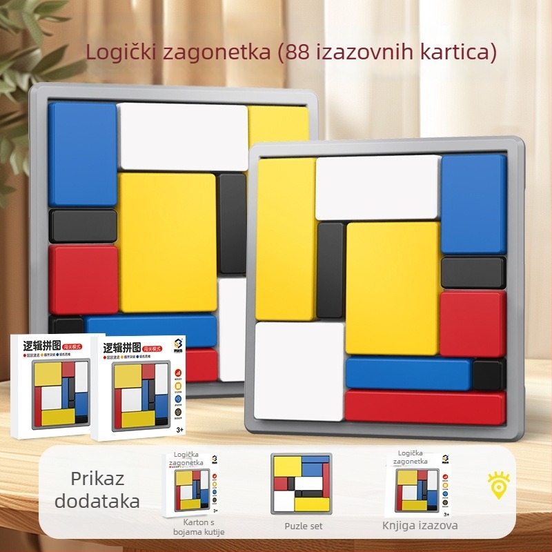 Qilong Logička Puzla S Blokovima Za Djecu — Plastika, Igra Na Ploči, Intelektualni Razvoj, Uzrast 4–6 Godina