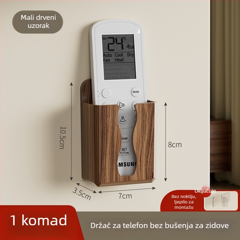 Zidni organizator za pohranu uz noćni ormarić s nosačem za punjenje telefona i držačima za daljinske upravljače (Plastika • Model 61-22 • Prah otporan • Rotirajući • Odvojivi)