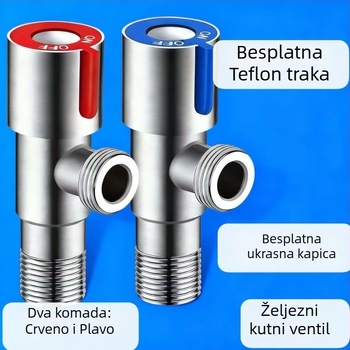 Željezni debeli elektroplakirani kutni ventil, navojni priključak, jedan ulaz i jedan izlaz, za slavine i bojlere, američki stil
