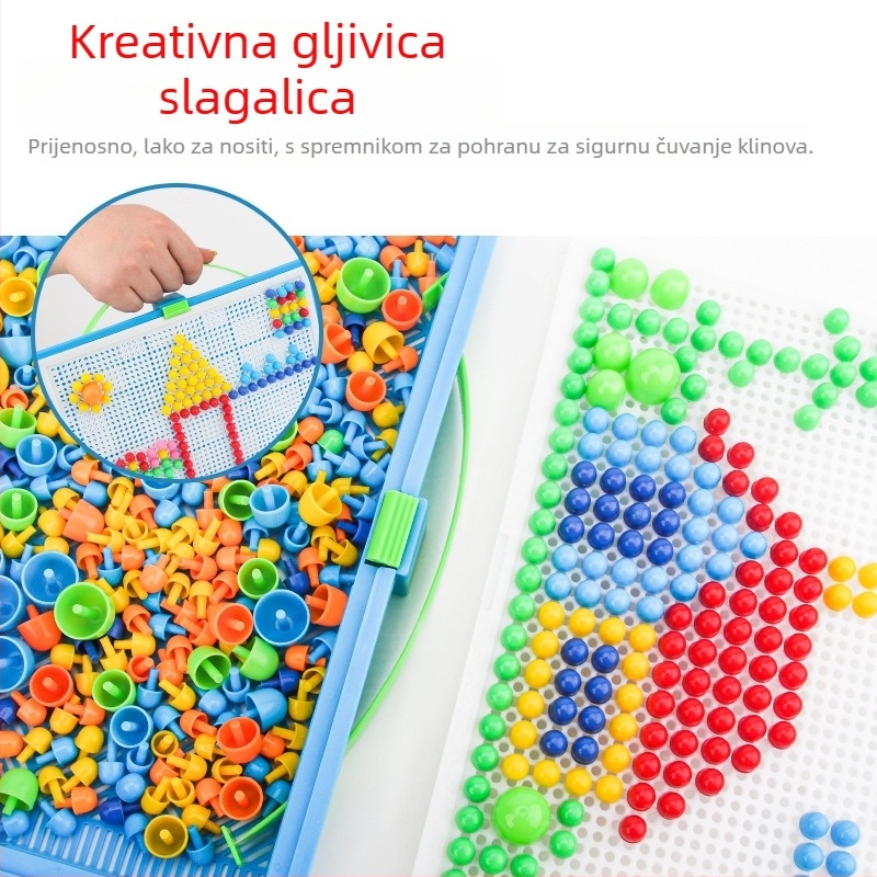 3D puzzle ploča za djecu 3–6 godina, edukativni blokovi s gljivičnim klinovima (MGD-001, plastika, DIY)
