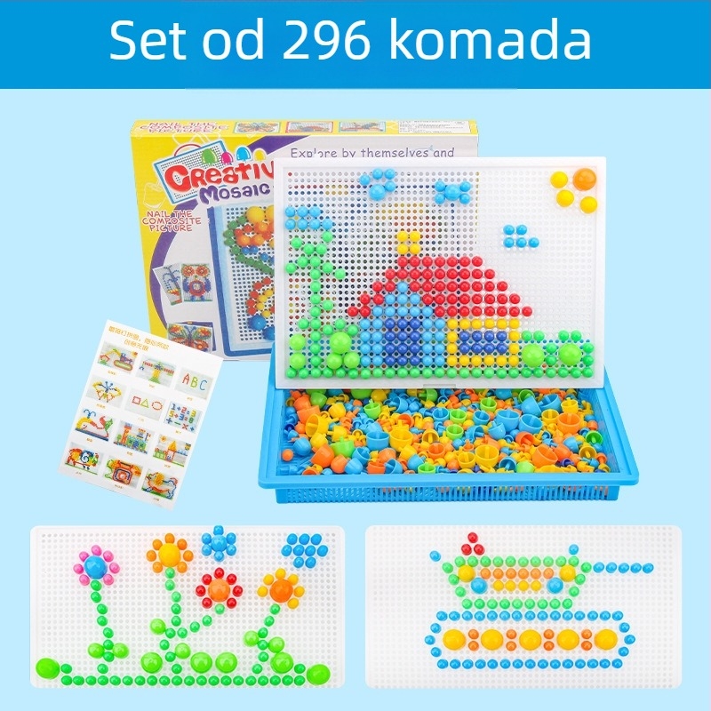 3D puzzle ploča za djecu 3–6 godina, edukativni blokovi s gljivičnim klinovima (MGD-001, plastika, DIY)