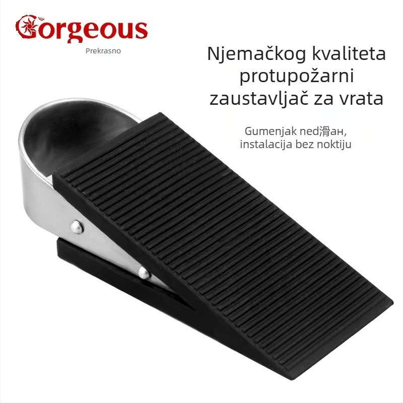Držač vrata s ručkom - metal s gumom premazom, otporan na udarce, tih, podna montaža CT-02, za unutarnje prostore
