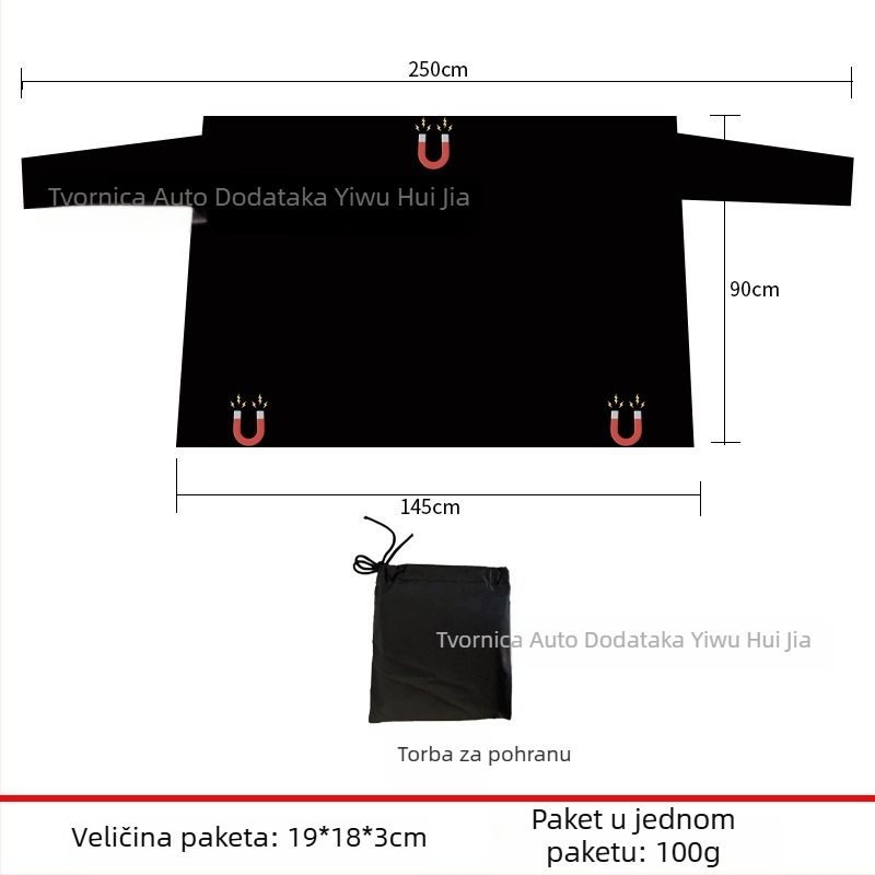Univerzalno pokrivalo za stražnje staklo automobila protiv snijega, magnetska ugradnja, minimalistički prugasti dizajn, 100 g