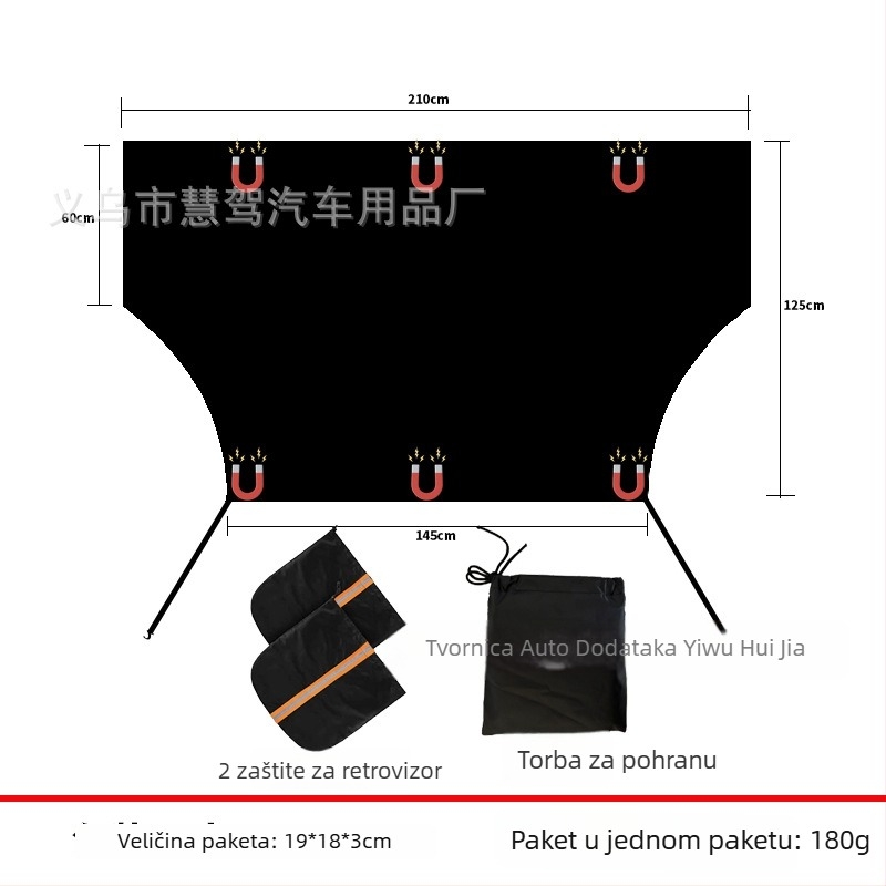 Univerzalno pokrivalo za stražnje staklo automobila protiv snijega, magnetska ugradnja, minimalistički prugasti dizajn, 100 g