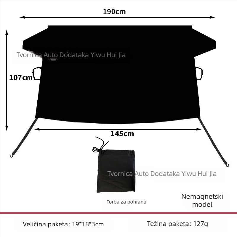 Univerzalno pokrivalo za stražnje staklo automobila protiv snijega, magnetska ugradnja, minimalistički prugasti dizajn, 100 g