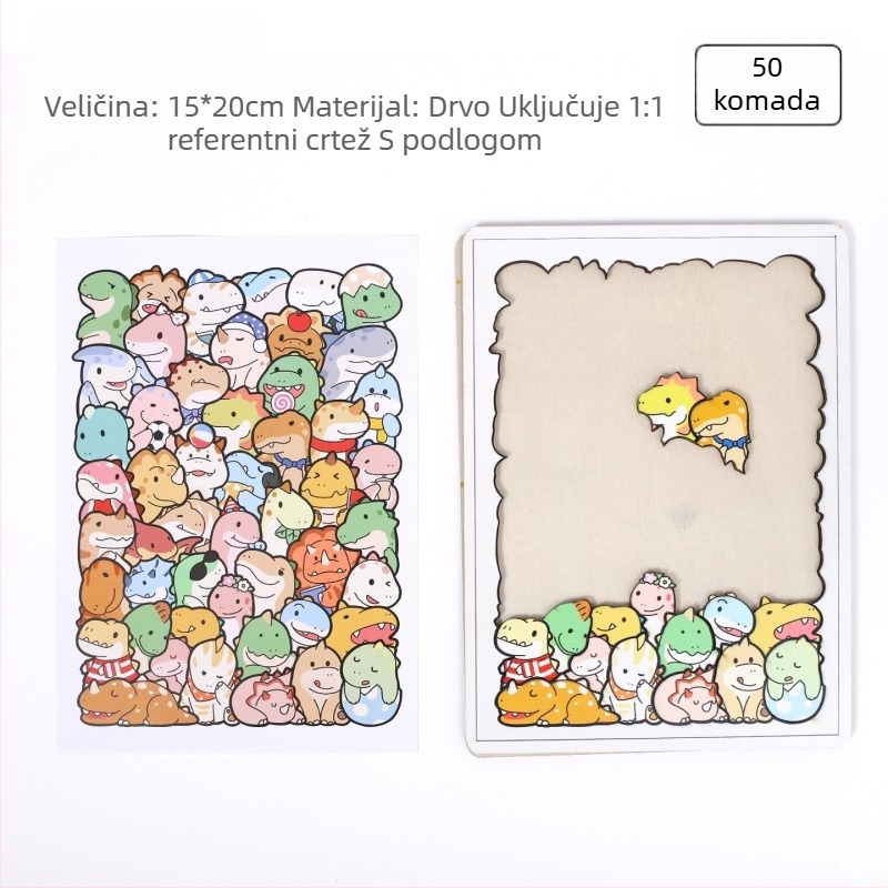 Drvene puzzle blokovi s mačkom i psom | plošni puzzle, DIY-prijateljski, za uzrast 4–6 godina