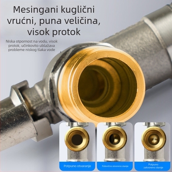 Three Penguins bakreni kuglasti ventil JF, navođeni spoj, unutarnji promjer 16 mm, radni tlak 0,8 MPa, tuš sustav