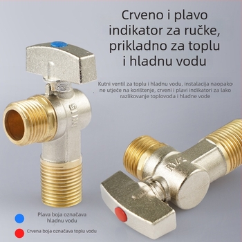 Three Penguins bakreni kuglasti ventil JF, navođeni spoj, unutarnji promjer 16 mm, radni tlak 0,8 MPa, tuš sustav