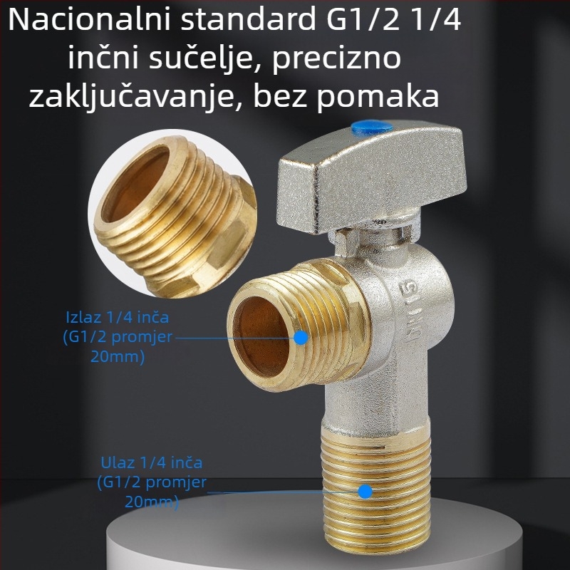 Three Penguins bakreni kuglasti ventil JF, navođeni spoj, unutarnji promjer 16 mm, radni tlak 0,8 MPa, tuš sustav
