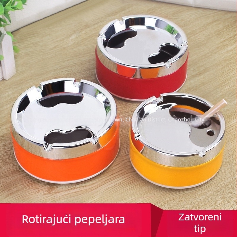 Kreativna pepeljara s poklopcem, velika pepeljara za dnevni boravak ili stol, unutarnja nehrđajućeg čelika, praktična i elegantna