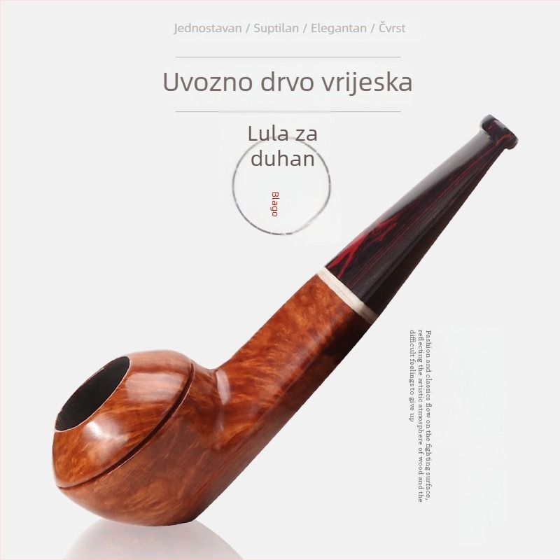 Ručna lula od drveta heathera s 3 mm filterom i gumastim usnikom