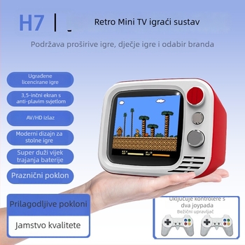 Retro mini TV igraća konzola s bežičnim dvostrukim igranjem, autentičan originalni softver za igre, 8‑bitni operativni sustav, USB sučelje, nostalgičan dizajn