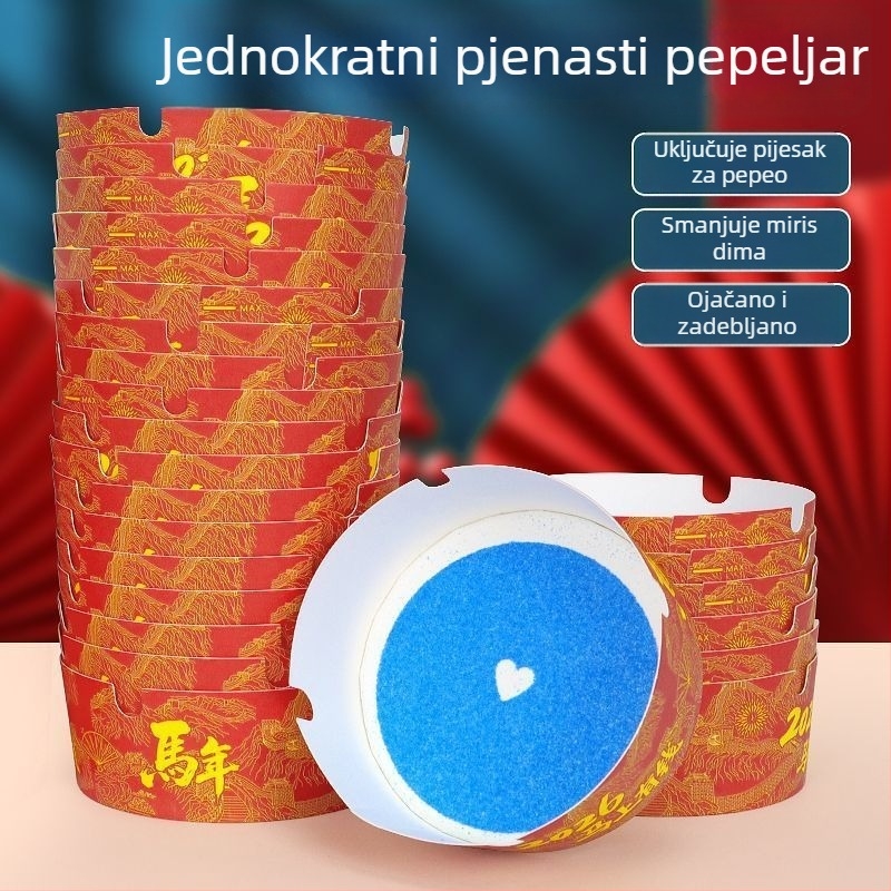 Jednokratni pepelnjak za dnevni boravak, ured, poslovni hotel i kafić; ekološki s ugrađenim pijeskom za gašenje