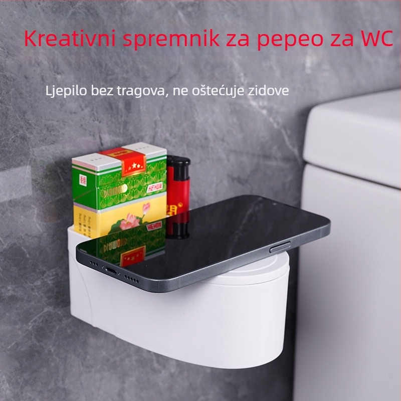 Zidni pepeljara za kupaonicu s poklopcem (plastični; ponovno upotrebljivo)