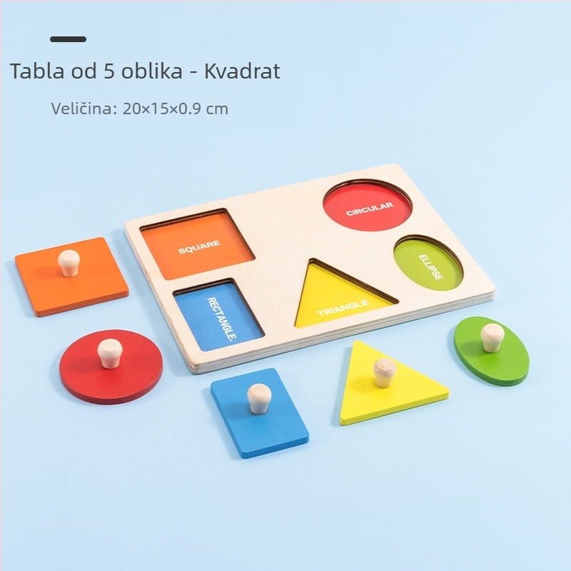 Drveni Montessori panel za slaganje oblika i hvatanje šakom – puzzle za bebe 0–3 godine, marka mywj, mogućnost prilagođenog uzorka