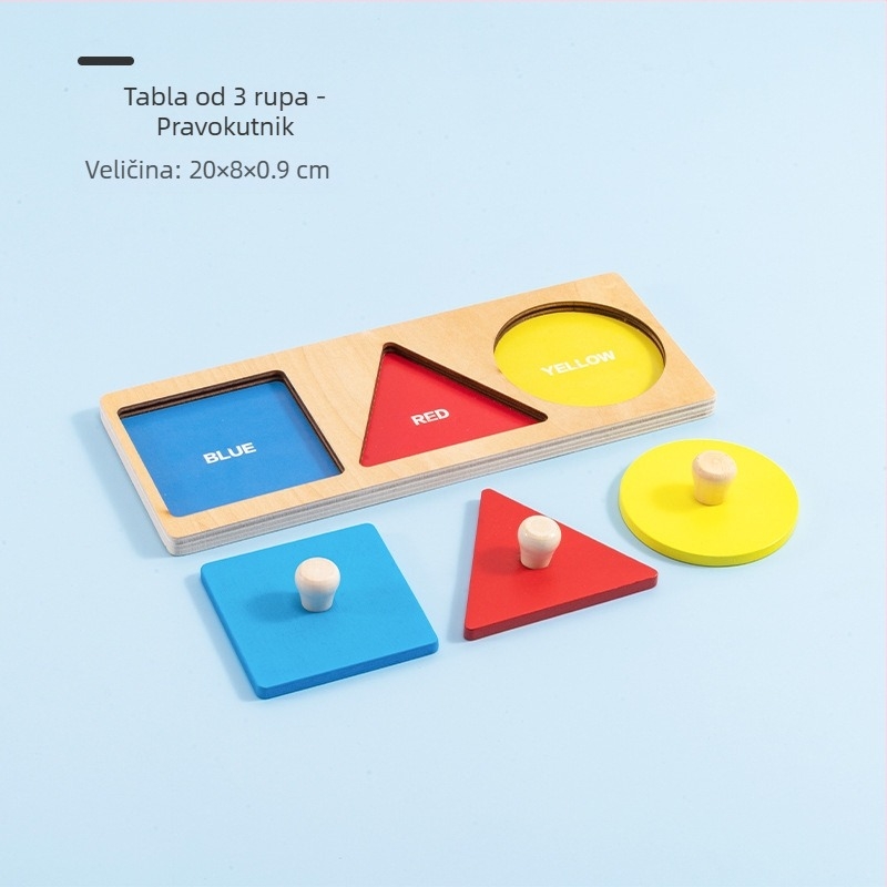 Drveni Montessori panel za slaganje oblika i hvatanje šakom – puzzle za bebe 0–3 godine, marka mywj, mogućnost prilagođenog uzorka