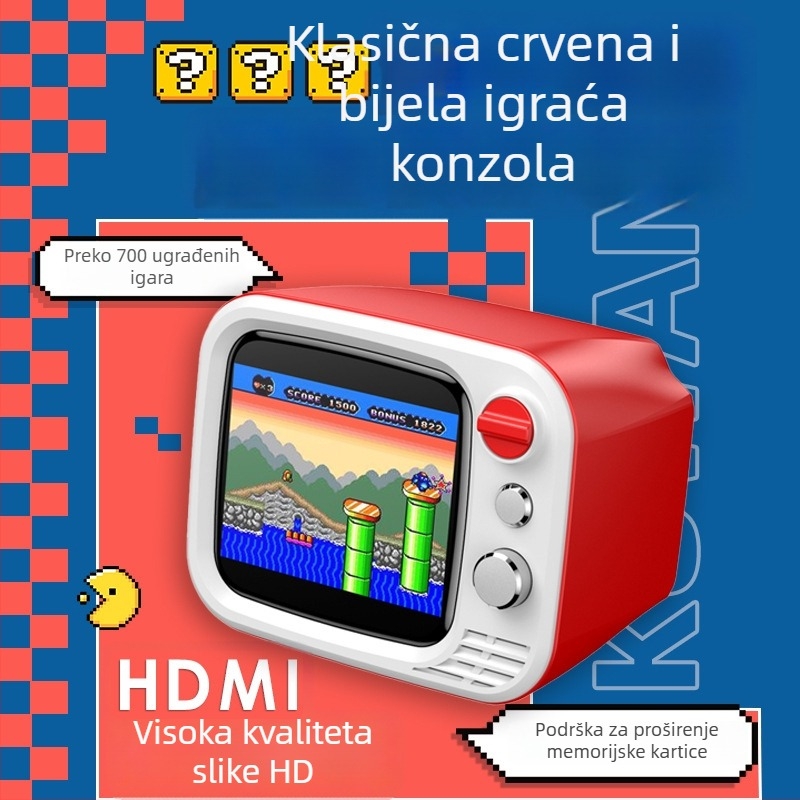 H7 TV igraća konzola – dvostruki igrač, 720p izlaz, ABS retro dizajn