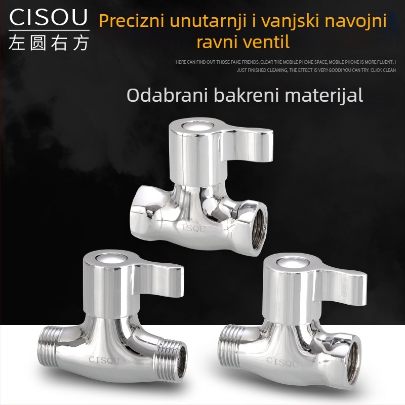 Mesingani četvero točkovni navojni ventil za kućnu upotrebu — unutarnji promjer 20 mm, radni tlak 1,6 MPa, navojno spoj, toplu/hladnu vodu, kutni ventil