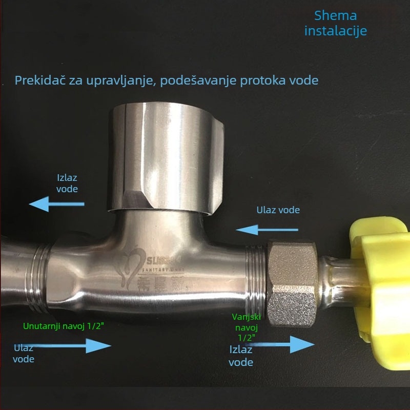 Ventil od nehrđajućeg čelika 304, kutni ventil s dvostrukim navojem, model XMS-2501, radni tlak 1.0 MPa