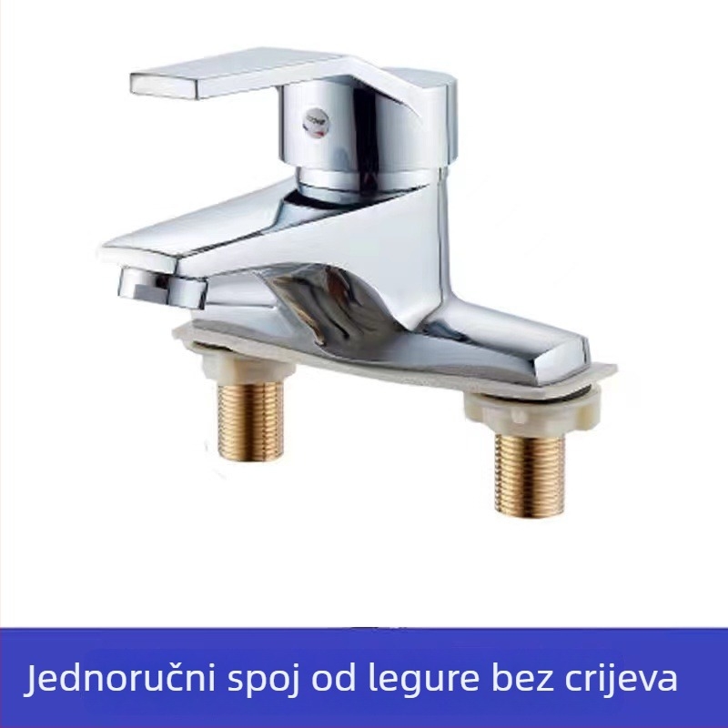 Bakreni miješalica za umivaonik s toplom i hladnom vodom, keramički jezgreni ventil, radni raspon 0–90°C, nazivni tlak 0,8–1,2 MPa