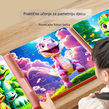 Magnetna slagalica za djecu – edukativna društvena igra korak-po-korak s temama princeze, životinja i dinozaura; papirnata konstrukcija; prilagodljivo prema nacrtima (uzrast 4–6 godina)