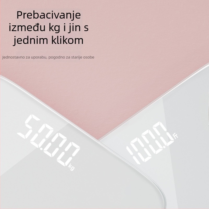 Thousand Sure S450 Digitalna vaga za tijelo, raspon 0,5–180 kg, kaljeno staklo, LCD zaslon, punjiva baterija