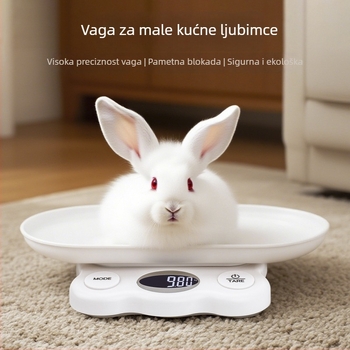 Elektronička vaga za kućne ljubimce s mjerenjem tjelesne težine, kapacitet 30 kg, posuda za voće, napajanje baterijom, minimalistički dizajn