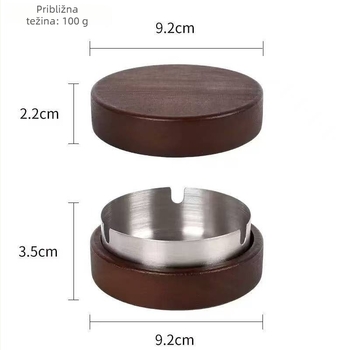 Drveni pepeљara s poklopcem, okruglog oblika, za dom i ured, nordijski stil, sprječava rasipanje pepela