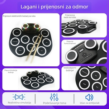 Prenosni elektronički bubanj s dizajnom ručnog rolanja, model 6009, 9 bubnjeva, ton 128, polifonija 32