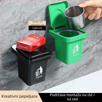 Zidni pepeljara-koš od nehrđajućeg čelika s poklopcem, za kupaonicu, veličina 10