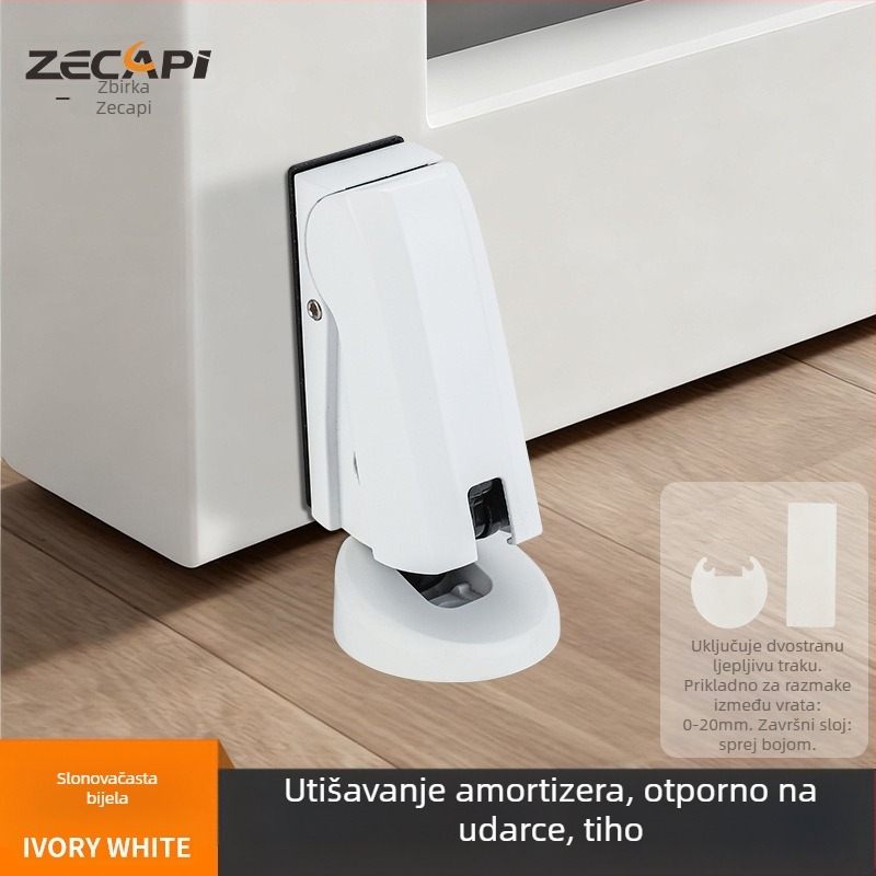 Hydraulični utišivač vrata s podesivim tlomljenjem, samoljepljiv bez bušenja; tijelo od cinkova legura, elektroplating završna obrada, automatsko upravljanje; pogodna za kupaonicu i spavaću sobu