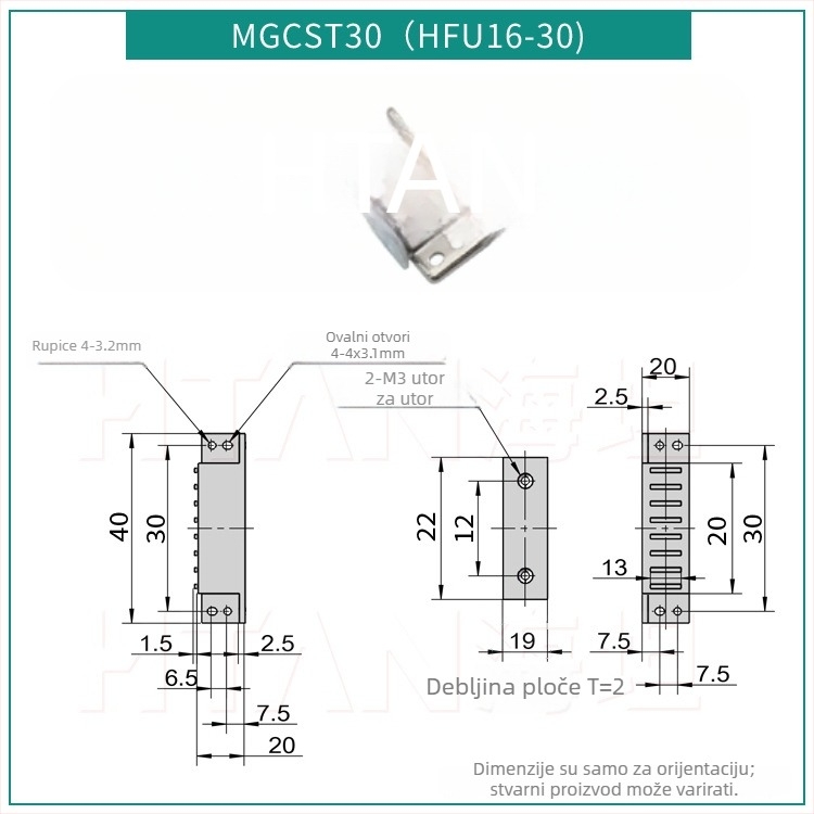 Magnetski držač vrata - industrijske čvrstoće, model MGCST30-40-50-70, cinkova legura, podna ugradnja, premaz prskanjem